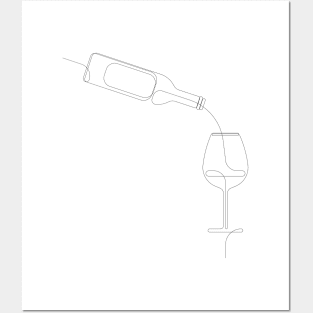 vinous - one line wine art Posters and Art